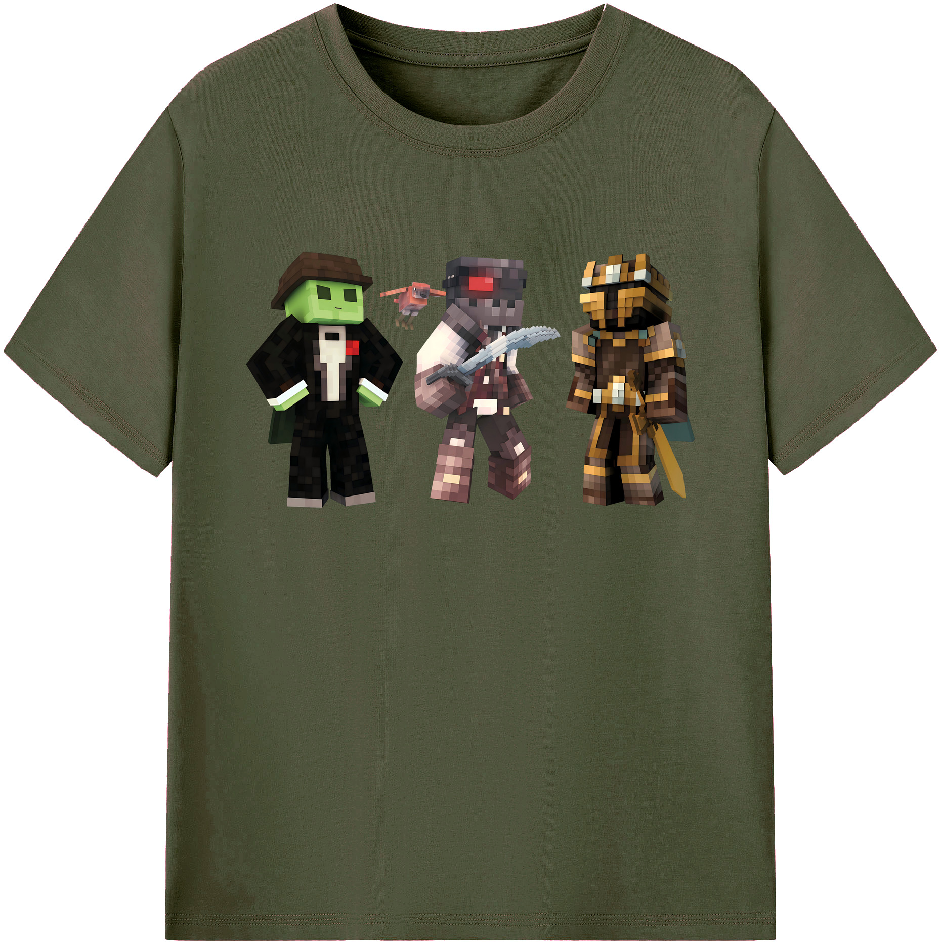 （画像用） マインクラフト ブロックの世界 Minecraft MC Block world 綿100％ メンズ半袖Tシャツ｜肌触りやわらか＆通気性